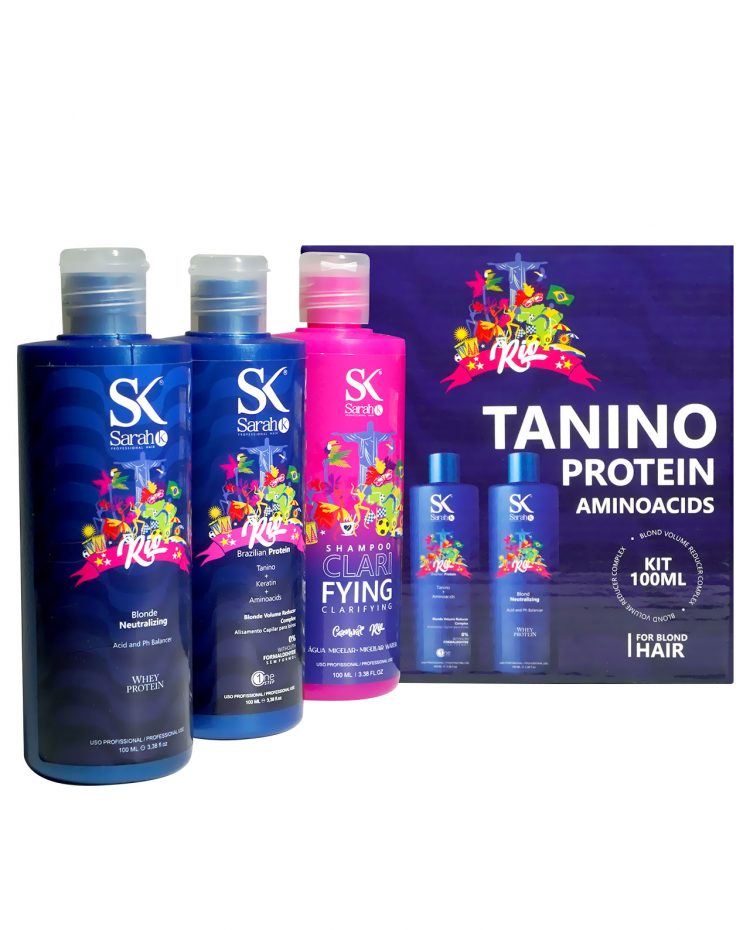 Kit Profesional Rio para cabello rubio shampoo 100ml , alisado 100ml y Neutralizante blonda 100ml