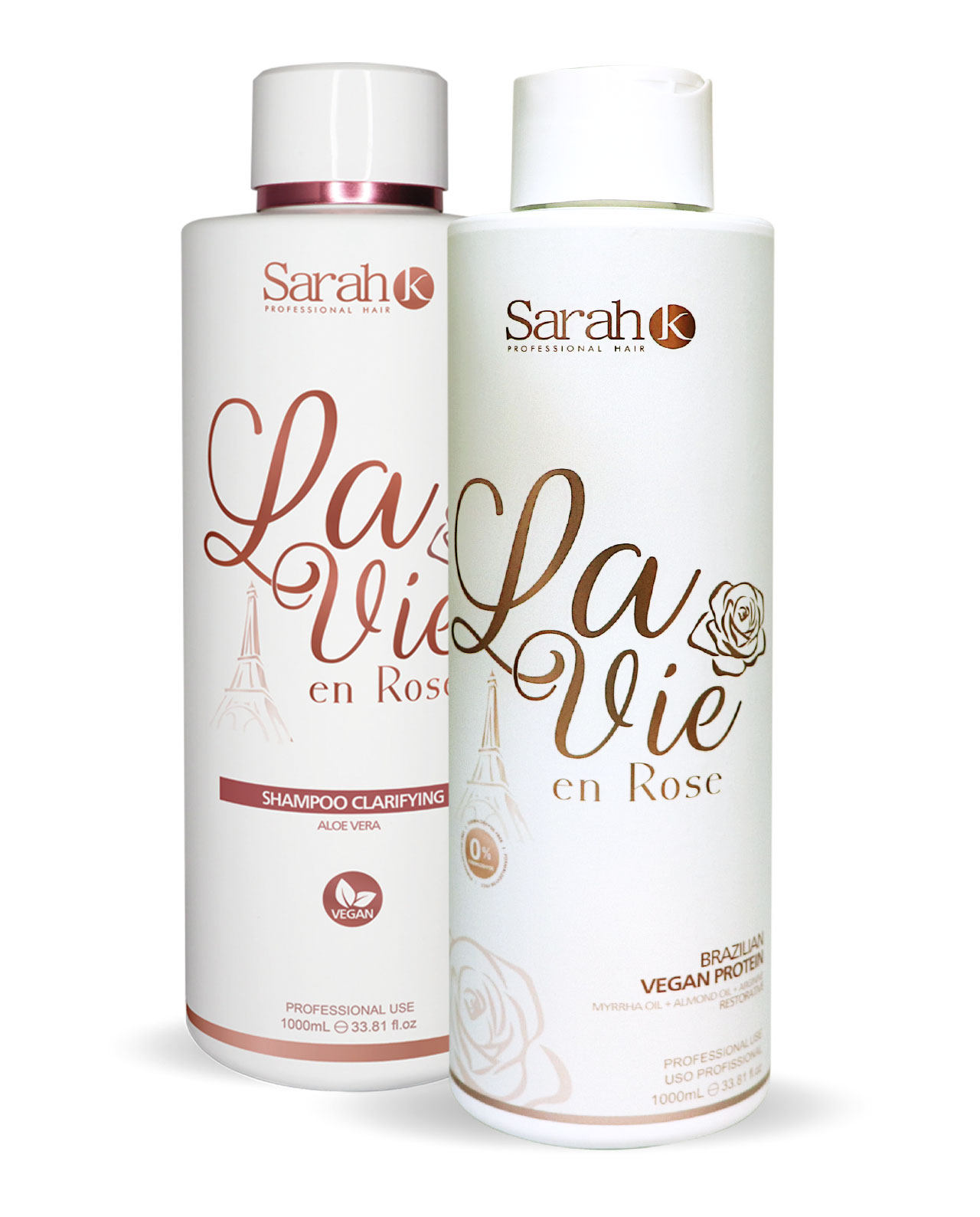 Pack Alisado Progresivo 1LT y Shampoo Clarifying 1Lt Vegano “La Vie en Rose”